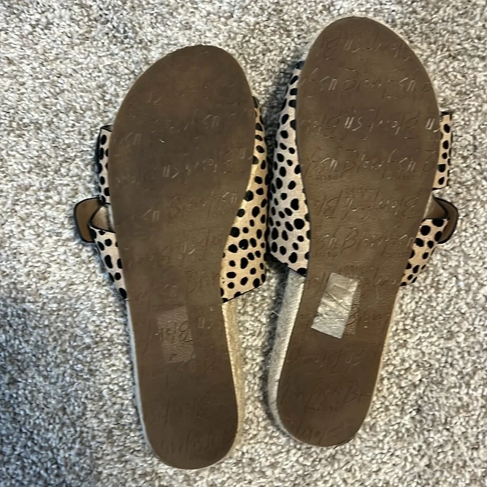 Blowfish Malibu Leopard Cheetah Espadrille Flat Slide Sandals Sz 7.5